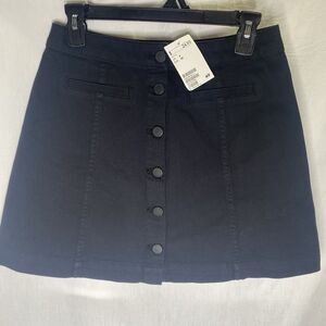 NWT H&M DIVIDED Denim Mini Skirt Button Front A Line Cotton Short Womens 6 Black